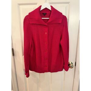 Talbots Raspberry Shawl Collar Button Up  Cardigan Sweater sz XLP EUC
